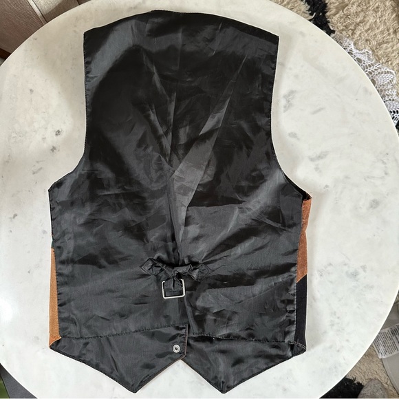 Vintage Genuine suede patchwork vest brown green size small with the tag - Picture 4 of 5